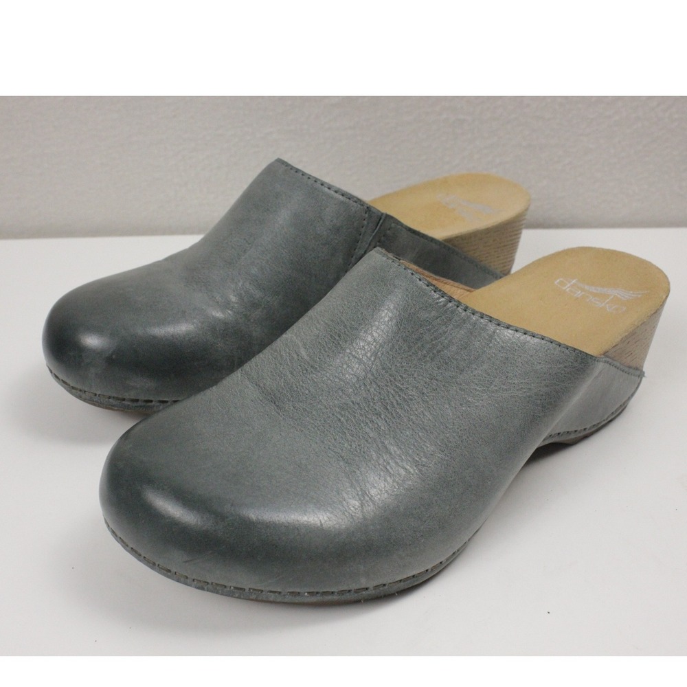 Dansko Talulah Mules Womens EU 38 US 7.5-8 Denim Milled Burnished Leather Clogs